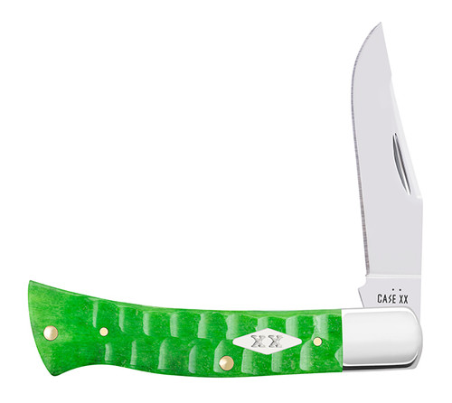 Case XX Bright Green Gator Jigged Bone Axe Handle Pattern Folding Knife Bill Ruple Design CA11445