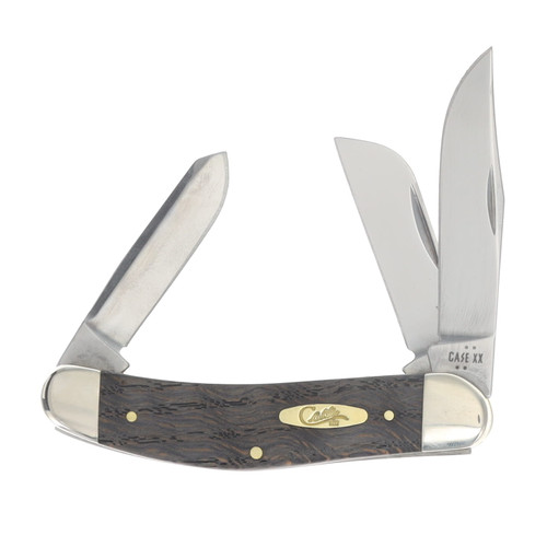 Case XX Black Curly Oak Wood 3-Blade Sowbelly Folding Knife CA14011