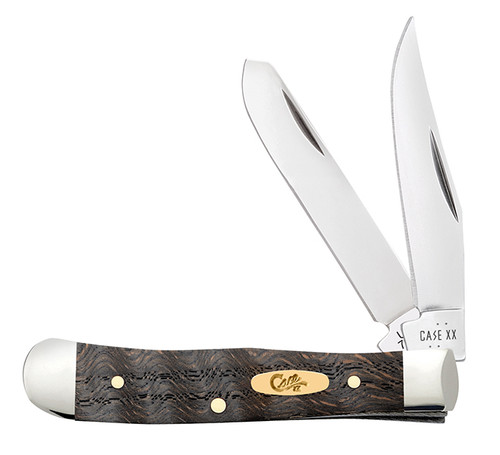 Case XX Black Curly Oak Wood Tiny Trapper Folding Knife CA14012