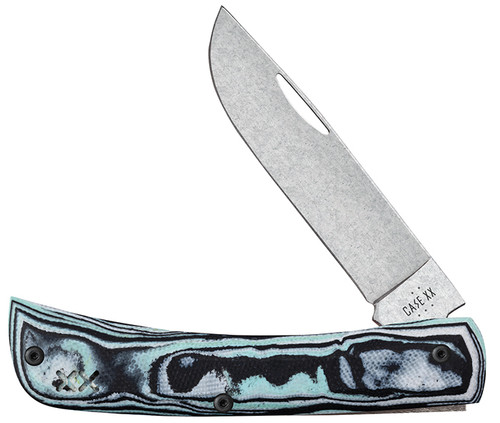 Case XX Seafoam Green Burl G-10 Sod Buster Jr Pocket Knife CA66384