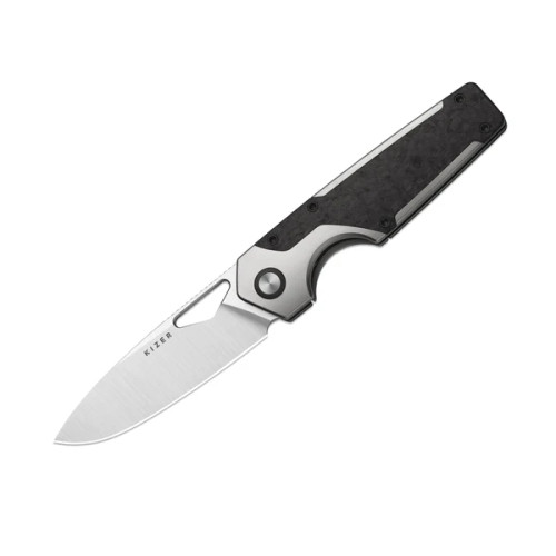 Kizer Serpentine Folding Knife Titanium & Carbon Fiber Handle Elmax Drop Point Blade KI3759FDA1