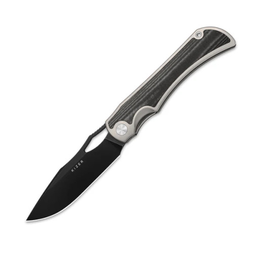 Kizer Allure Folding Knife Titanium-Black Norplex Ultrex Micarta Handle S45VN Drop Point Blade KI4763LDA2