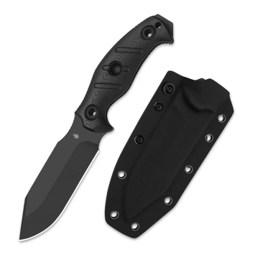 Kizer Sheepdog Survival Fixed Knife Black G-10 Handle Black Coated 1095 Clip Point Blade