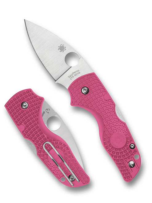 Spyderco Lil Native Lightweight Pink 2.42in Plain Satin Leaf SPC230PPN