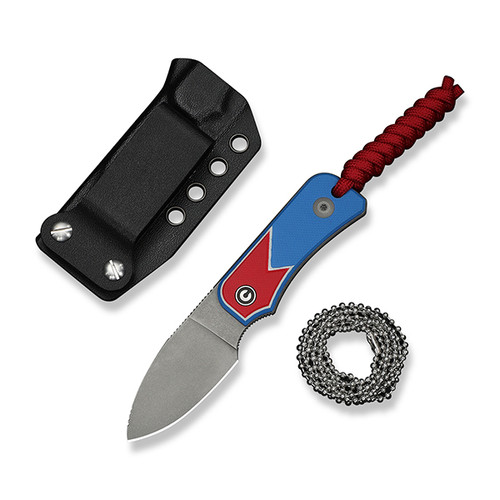 CIVIVI Baby Banter Fixed Red, White & Blue G-10 Handle Gray Stonewashed Nitro V Blade C23045A-1