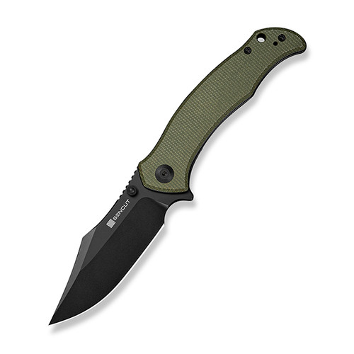 Sencut Tauron Folding Knife Olive Canvas Micarta Handle Black D2 Blade