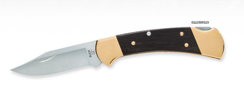 Buck 112 Slim Elite Heritage Folding Knife Ebony- Brass Handle Clip Point Blade