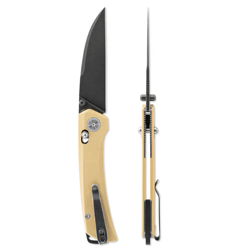 Skallywag Porpoise Wharncliffe Tan 3.5in Plain Black Wharncliffe