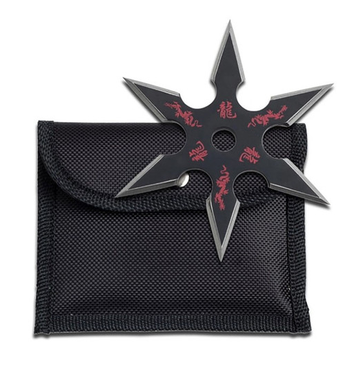 Master Cutlery 5 Point Black/Red Throwing Star with Nylon Sheath MC9022B
