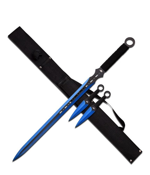 Fantasy Master Fantasy Sword with 2 Throwing Knives Blue MCFM644BL