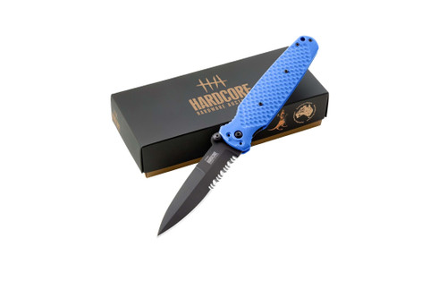 Hardcore Hardware Covert Folder/Blue G-10/ S35VN Spear Point Black PVD Blade COVERT01BLUEBLK
