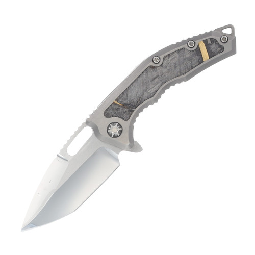 Heretic Medusa Manual Folder Mirror Polished Tanto Titanium Chassis Meteorite W/ Gold Inlay SS26001