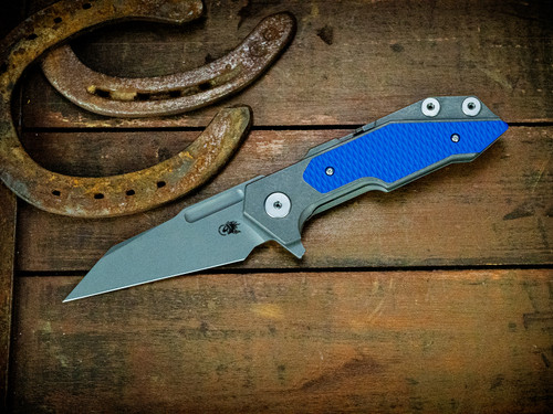 Hinderer Full Track Folding Knife Working Finish Blue G-10 S45VN Wharncliffe Blade