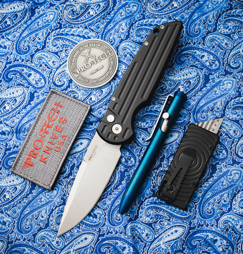 Pro Tech OTS Auto Tactical Response 3 Black Grooved Aluminum Handle Satin 154CM Blade SHOT26.TR3.2