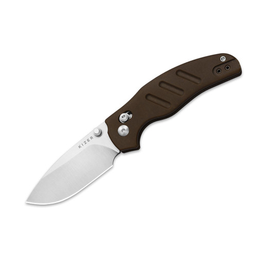 Kizer C01C 2.9 CD Folding Knife Brown Norplex Ultrex Micarta Handle Satin Nitro V Blade V3488.29CDA1