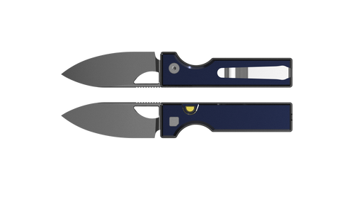 Kizer Little Ringbo Folding Knife Blue Aluminum Handle Gray Stonewashed AEB-L Drop Point Blade