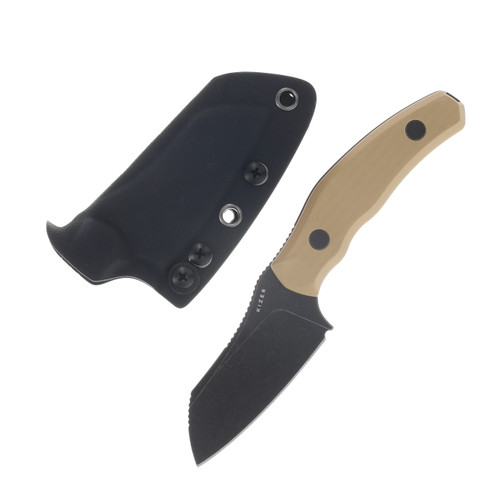 Kizer Bulldog Fixed Brown G-10 Handle Black Stonewashed 14C28N Sheepsfoot Blade