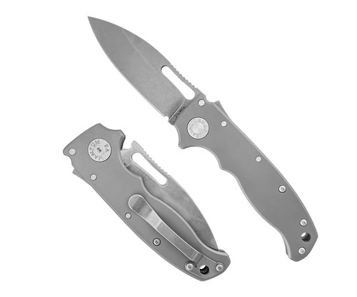 Demko AD2.0 Shark Lock Folding Knife Stonewash 3V Slicer Shark/Smooth Titanium AD20.5-3V-SMOOTH TI-SS