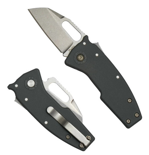 Demko Nano-Shark Folding Knife Stonewash AUS10A Shark Foot/Gray GRN NANO-10A-GREY GRN-SF