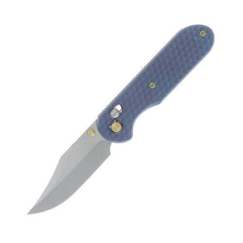 GEO Knife Ethereal Cutter Blue Stonewash 3in Plain Stonewash Clip Point GEO2401M