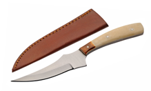 Bone Trailing Point Skinner Fixed Knife 4in Stainless Steel Blade W/Sheath