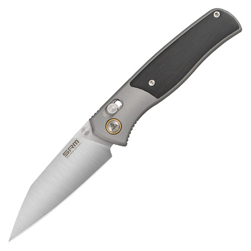 SRM Medal 259L-AK Gray – Ebony 3.18in Plain Brushed Reverse Tanto 1