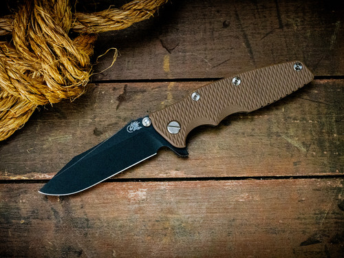 Hinderer 3.5 Eklipse Tri-way Folding Knife FDE G-10 Handle Battle Black DLC Spearpoint Blade