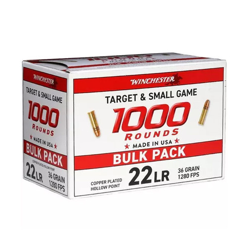 Winchester Target & Small Game Rimfire Ammunition .22 LR 1000 Round Brass 36 Grain PHP