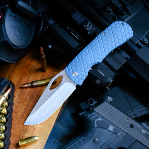 McNees 3.75 DX Dixon Folding Knife Honeycomb Blue Atomic Handle MagnaCut Blade