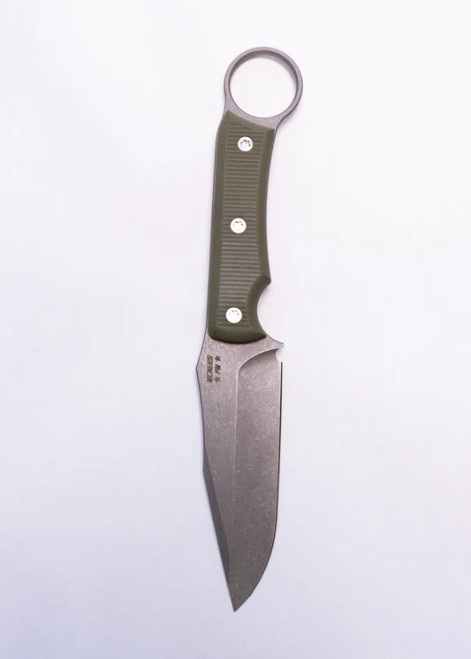 McNees FX Ringed Agent Fixed Blade Stonewash Atomic OD Green Handle