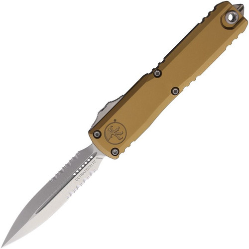 Microtech Ultratech GEN IV OTF Auto D/E Stonewash PS Blade Tan Aluminum Handle