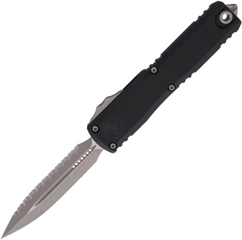 Microtech Ultratech GEN IV OTF Auto D/E Apocalyptic Full Serrate Blade Black Handle