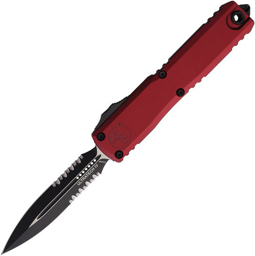 Microtech Ultratech GEN IV OTF Auto D/E Black Part Serrate Blade Merlot Handle AUMT112242MR