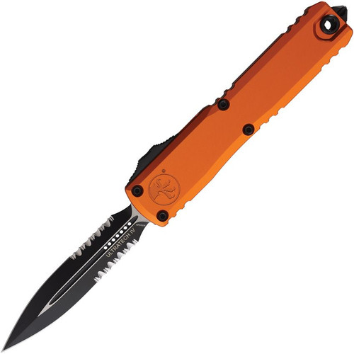 Microtech Ultratech GEN IV OTF Auto D/E Black Part Serrate Blade Orange Handle