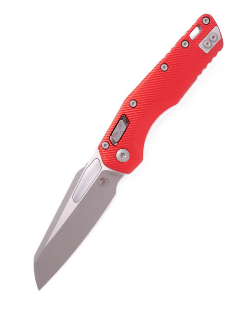 Microtech MSI S/E Folding Knife Red Fluted Aluminum - Apocalyptic Blade