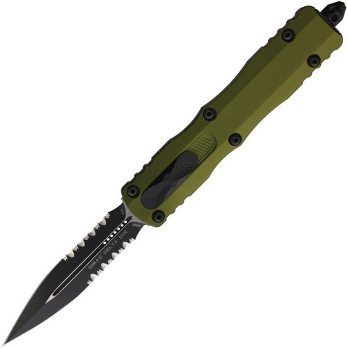 Microtech Dirac Delta OTF Automatic Knife Partially Serrated Black D/E Olive Drab Green