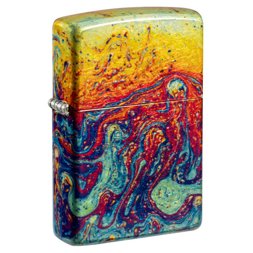 Zippo Gold Blue & Red 540 Pattern Design Tumbled Brass ZP46966