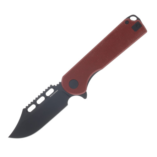 Voyage Bladeworks SMKW Exclusive Avius Folding Knife Burgundy Micarta and Gray G-10 Clip Point VBAVIUSBMCP