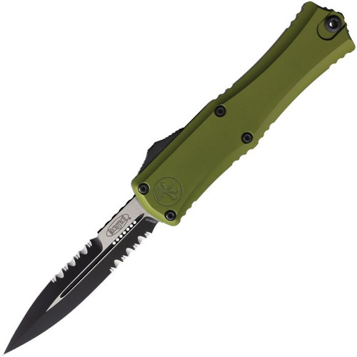 Microtech Mini Hera II OTF Auto Black Partially Serrated Bayonet/OD Green