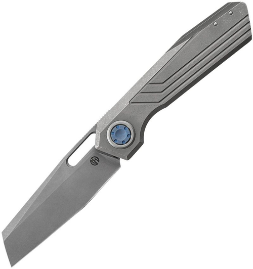 Vosteed Xeno Vanchor Lock Folding Knife Stonewash Vanax Tanto/Dim Gray Acid Wash Titanium