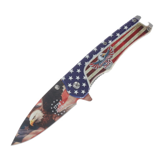 Mtech USA 250th Ann. Spring Assisted Linerlock Folder Freedom 250 Flag Handle MT-A2065F-250