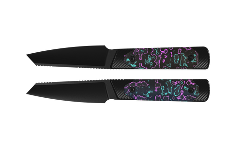 Kizer Hallow Fixed Knife Black Aluminum With Camo Carbon Jazzy Handle Black 10V Blade