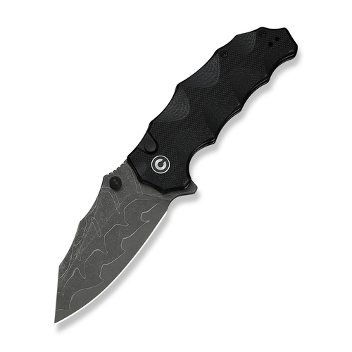 CIVIVI Natterjack Folding Knife Milled Black G-10 Handle Clip Point Damascus Blade C24028-DS1