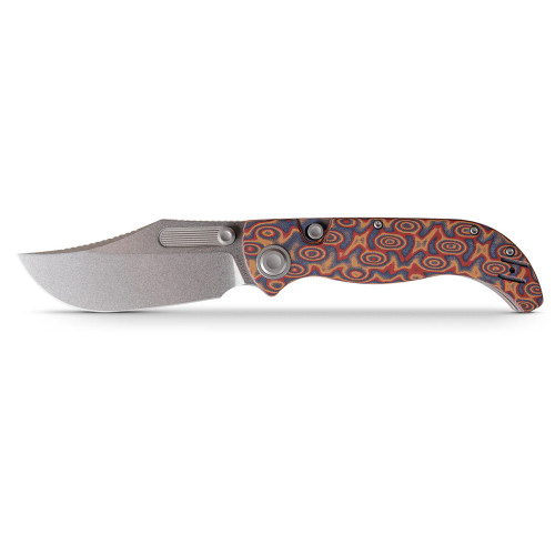 Vosteed Naga Folding Knife S35VN Stonewash Blade Copper Raindrop Micarta Handle
