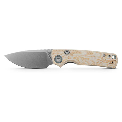 Vosteed Porcupine Thumb Stud Folder 14C28N STN WSH Drop Point Blade Ivory Drift Bamboo Micarta Handle A2626