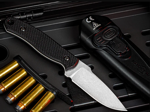 Defiant 7 Ace Fixed Blade Knife 2.56in Plain Stonewash Drop Point D7ACEBLK
