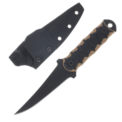 Half Face Combat Filet- Coyote & Black G10, Armor Black Cerakote, Allen Bolts, Textured Grip HFCFCYBK