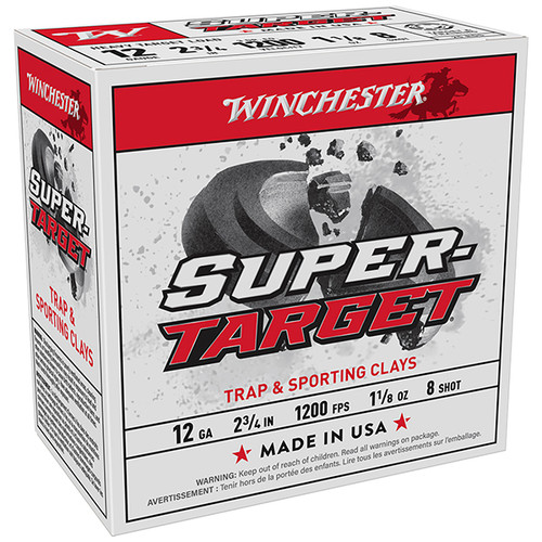 Winchester Super-Target Heavy 12 Gauge Shotgun Ammunition  25 Rounds Plastic 2.75in #8 1-1/8 oz Shot