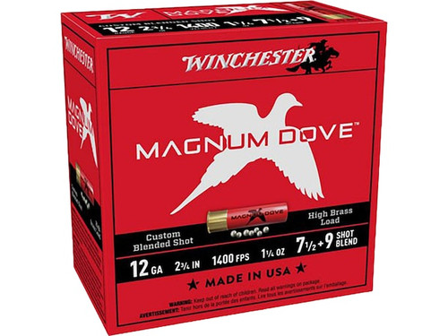 Winchester Magnum Dove 12 Gauge 2.75″ 1400FPS #7.5&9 25 Rounds MD1279