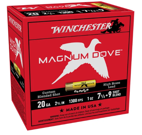 Winchester Magnum Dove 20 Gauge 2.75″ 1300FPS #7.5&9 25 Rounds MD2079